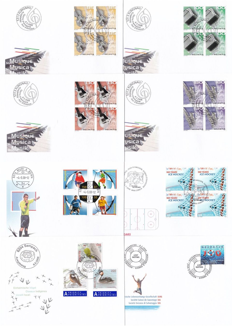 Tutti i francobolli: 46 Stk. CH FDCs, 2008, viele Viererblocks – Usato da Münchwilen AG venduto da Nesar 1