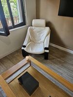 Set canape / fauteuils designer cuir blanc
