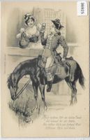 Stilles Glück No. 1446 - Reiter hoch zu Ross mit Bier Litho