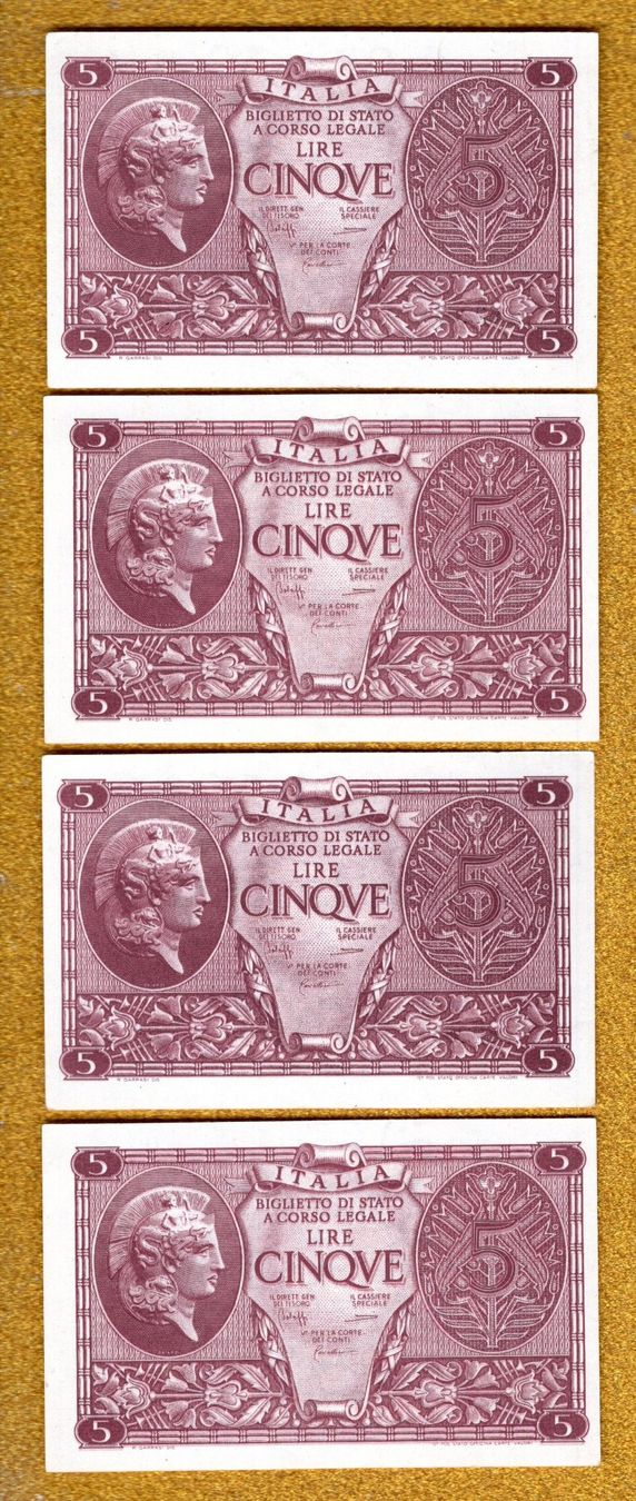 Banknoten: Italien noten 4 stück UNC – Neu (gemäss Beschreibung) aus Leibstadt von baroc333