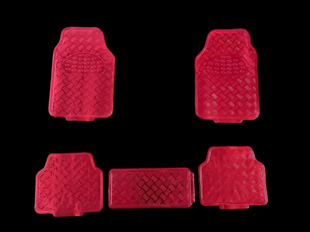 Universal Auto Fußmatten 5-teilig Alu Chrom Optik rot Marrok