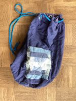 Blauer Stoffsack mit Zugband & Aussentasche