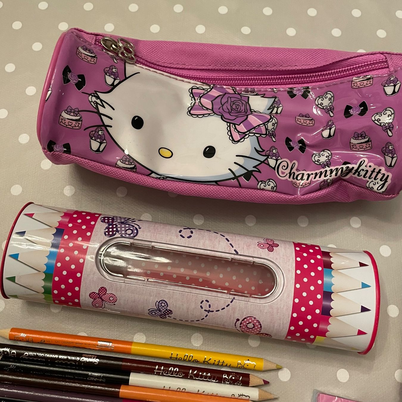 Schüler-Etuis: Hello Kitty Set Federmäppchen, Buntstifte und Spardose – Neu (gemäss Beschreibung) aus Bellach von Lapislazuli_blues 1