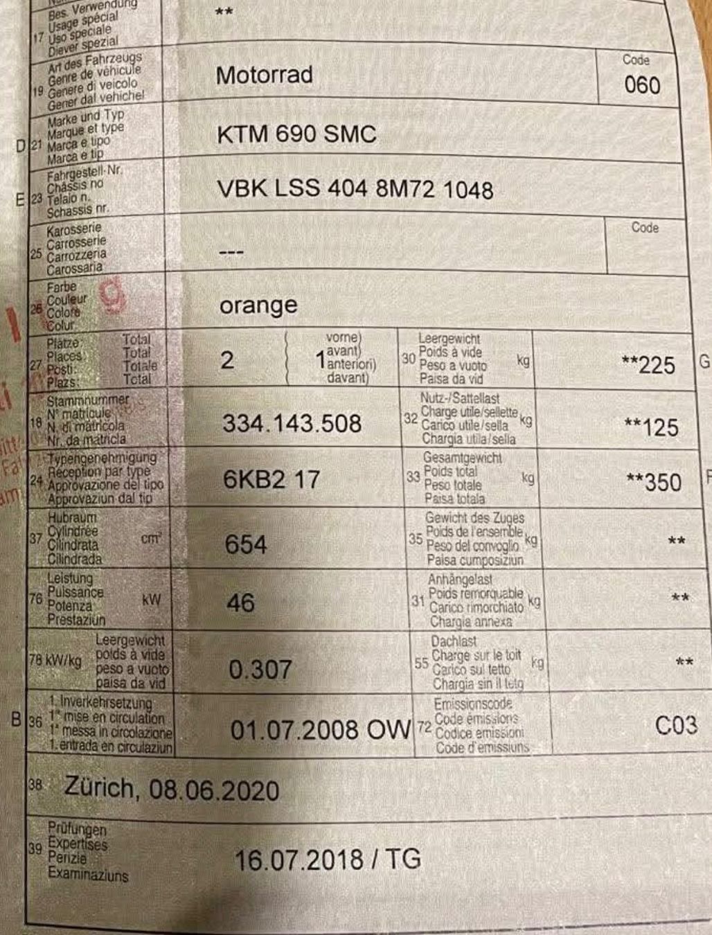 KTM Strasse: KTM 690 SMC Motorrad ab MFK – Gebraucht aus Giswil von Gago40 5