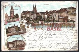 Litho Basel, Rheinansicht, St. Albanthor