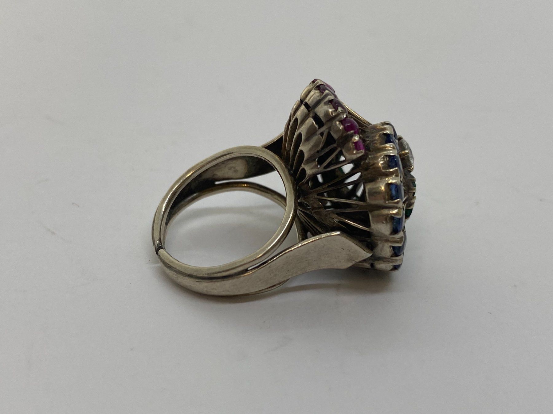 Anelli: Ring Diamant, Saphir, Rubin & Smaragd Silber /i426 – Usato da Bern venduto da JMsoehne1987 2