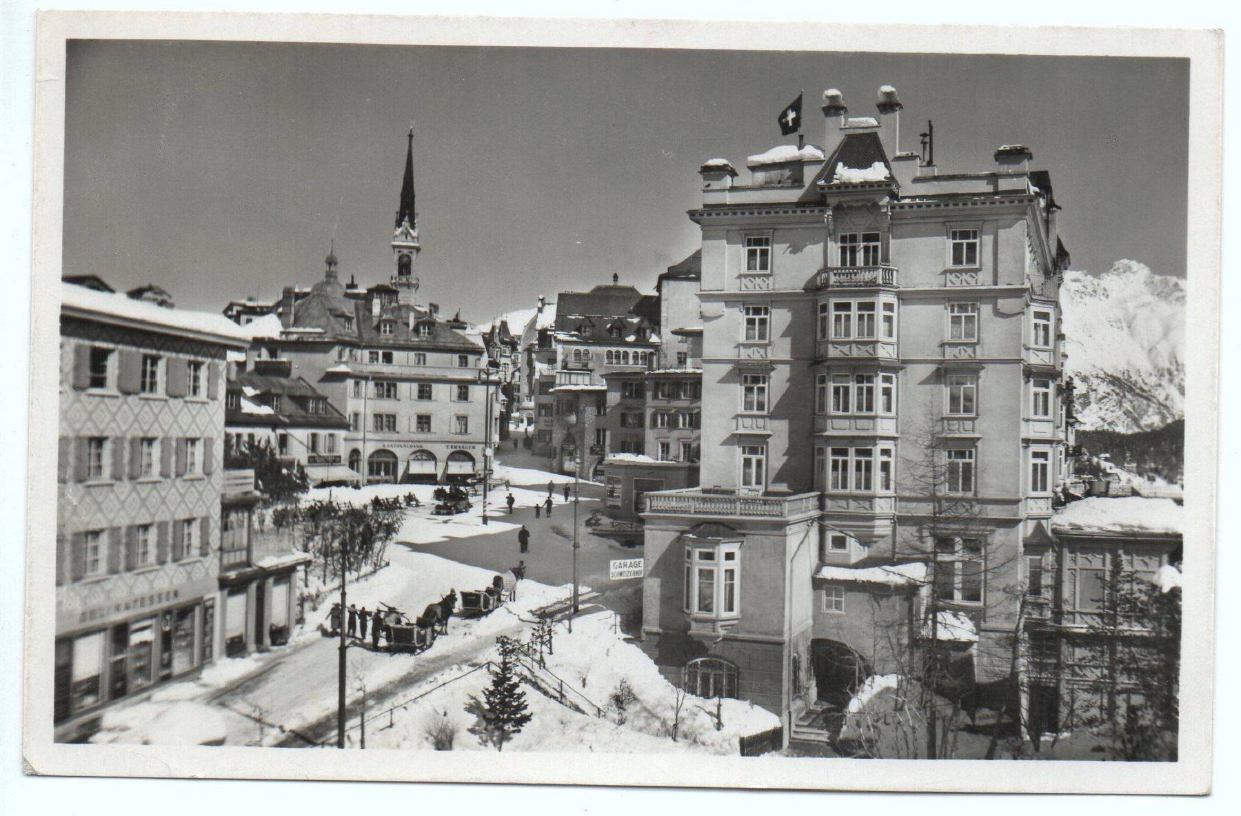 Cartoline postali: ST. MORITZ Delikatessen Garage Schweizer – Usato da Jona venduto da philajona