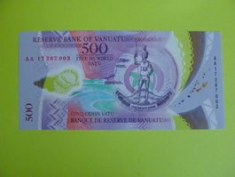 Banknote Vanuatu 500, Vatu Reserve Bank, Bankfrisch