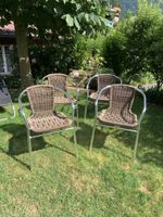 4er Stuhlset Rattan Optik Aluminiumgestell gut erhalten