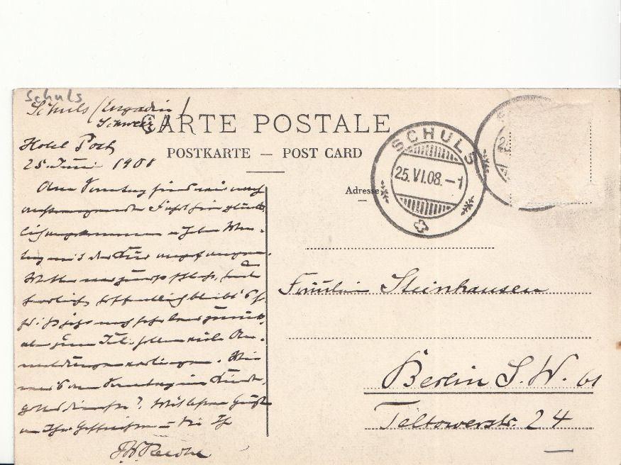 Ansichtskarten: Schuls 1908 – Gebraucht aus Bürglen TG von StampGraf 1