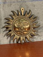 Vintage Brass Sun Face Wall Hanging - Home Decor,l