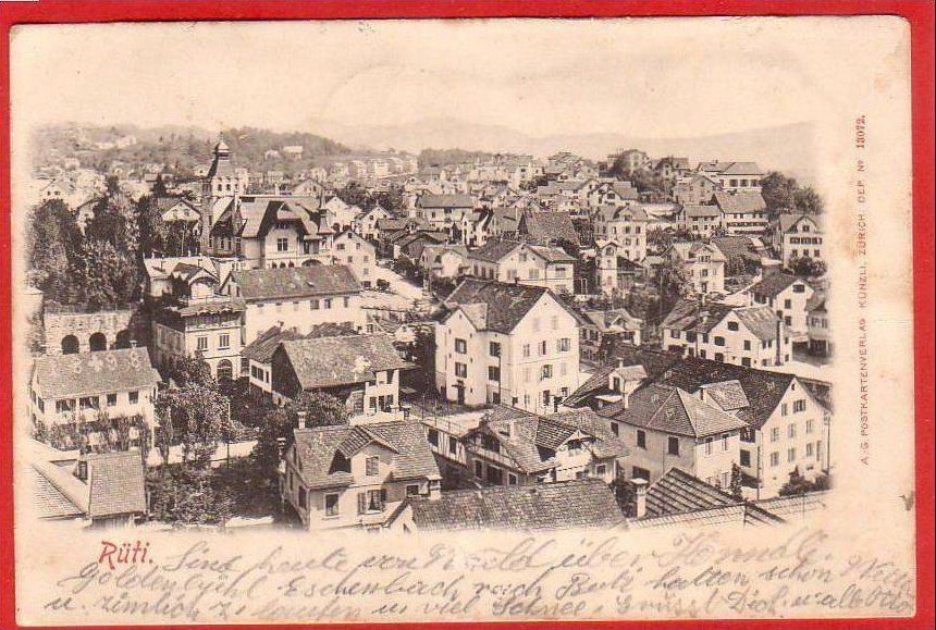Cartoline postali: RÜTI, 1903 – Usato da Grüningen venduto da Kartenlaube