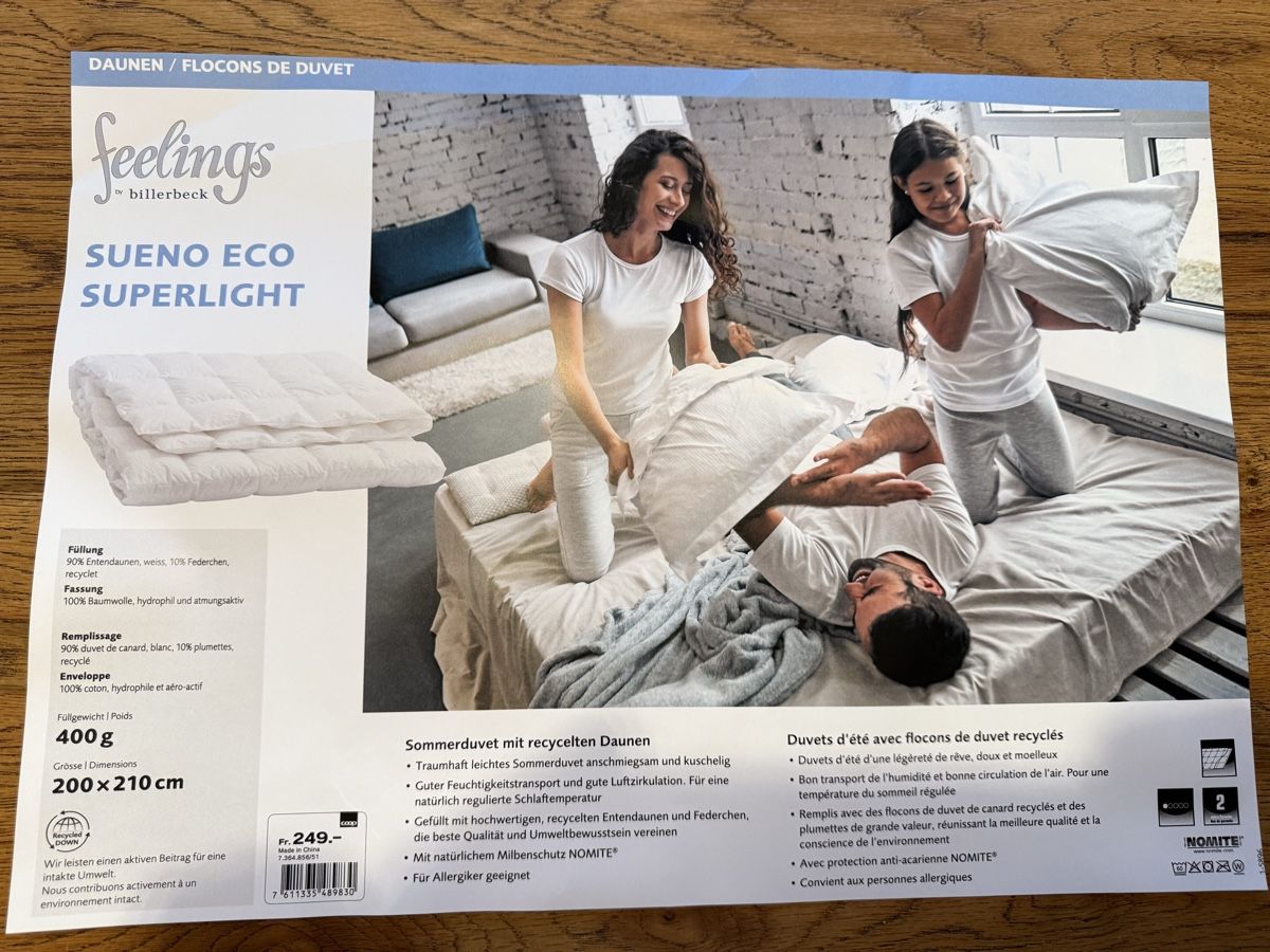 Billerbeck Sueno Eco Superlight Sommerdecke 200x210cm neu! (Neu und  originalverpackt) in Spiez fr CHF 129  nur Abholung auf Ricardo kaufen