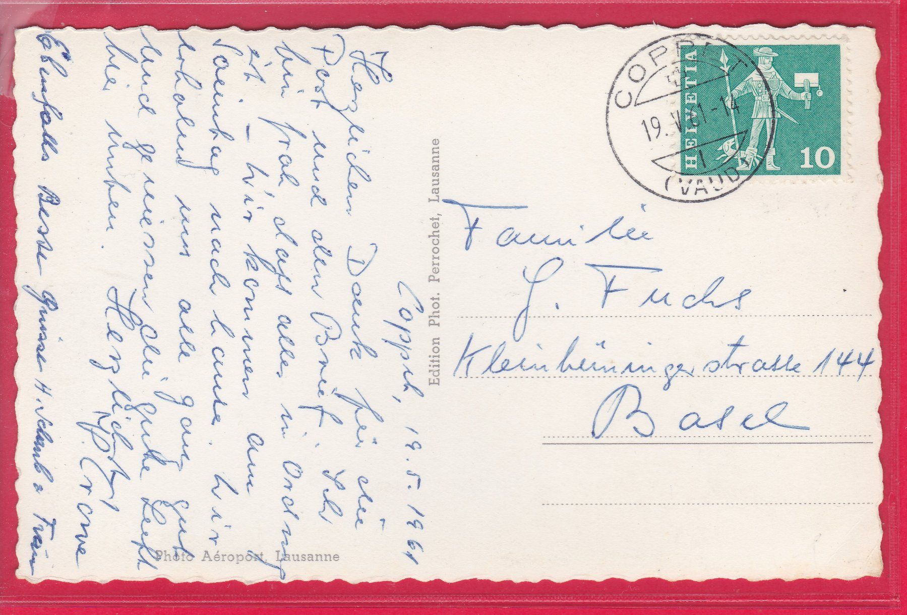 Cartoline postali: COPPET VUE D'AVION, 19.5.1961 – Usato da Oberrieden venduto da Gebirgsstelze 1