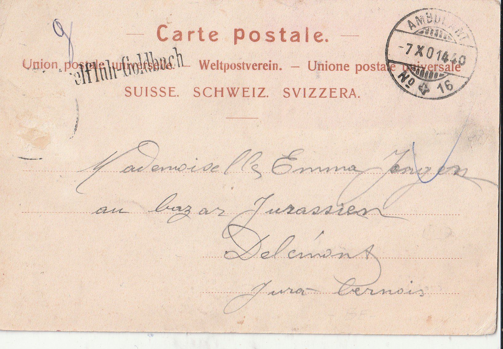 Cartoline postali: Lützelfluh - Goldbach um 1914 – Usato da Lumbrein venduto da made02 1
