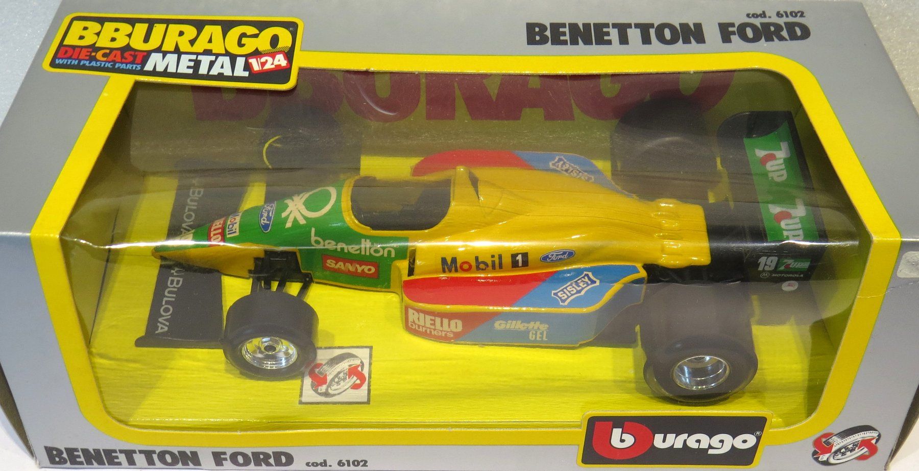 Benetton Modellini d'auto: 1:24 Benetton Ford Formel 1 – Nuovo e nell'imballaggio originale da Ettingen venduto da Burago 1