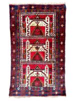 Tapis turkmène Baloutche antique laine noué main. 142x80 cm