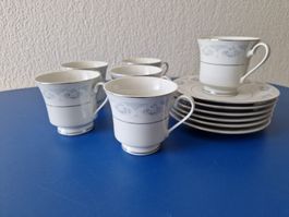 11 teiliges Kaffee Geschirrset, Tassen mit Untertellern