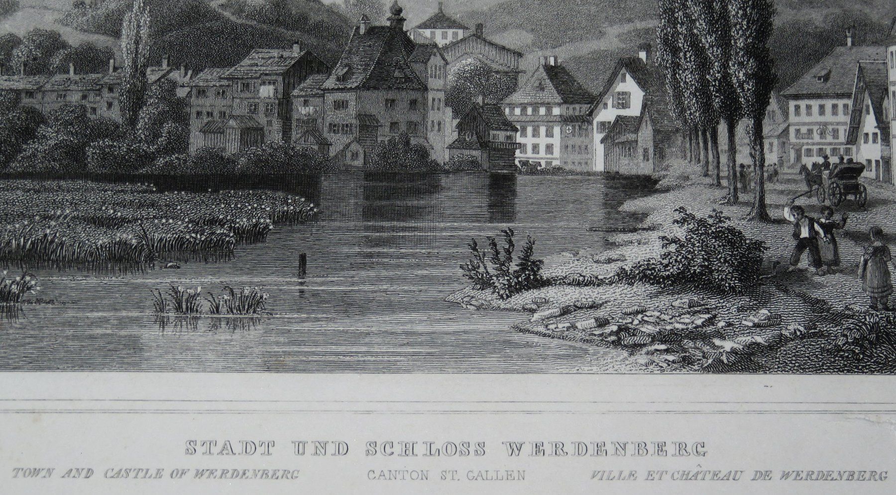 Stiche: Stahlstich Schloss Werdenberg SG, 1865 – Gebraucht aus Oberriet SG von Manick 3