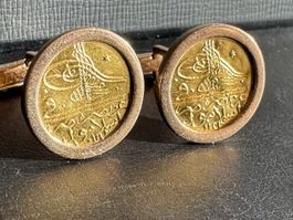 Manschettenknöpfe goldfarben arab. Münzmotiv guter Zustand