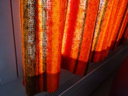 2 VORHÄNGE * 70er JAHRE * ORANGE-ROT ** TOP ZUST * AKTION 89
