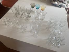 42 Vintage Kristallgläser Antik Trinkgläser Weingläser etc.