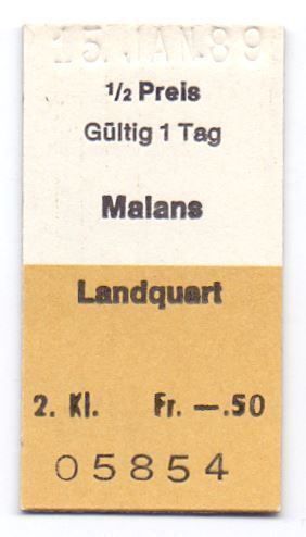 Biglietti: Billette Malans - Landquart – Usato da Langenthal venduto da Sammlungs_aus