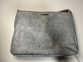 Desigual Handtasche Grau/Blau mit Blumenmuster - Top Zustand