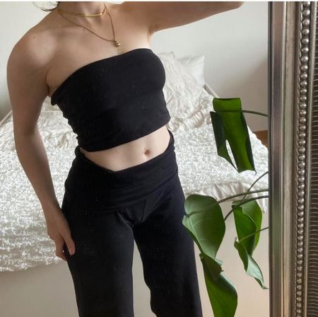 Schwarzes Bandeau Top S WEEKDAY