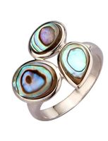 Bague avec véritables pierres abalone