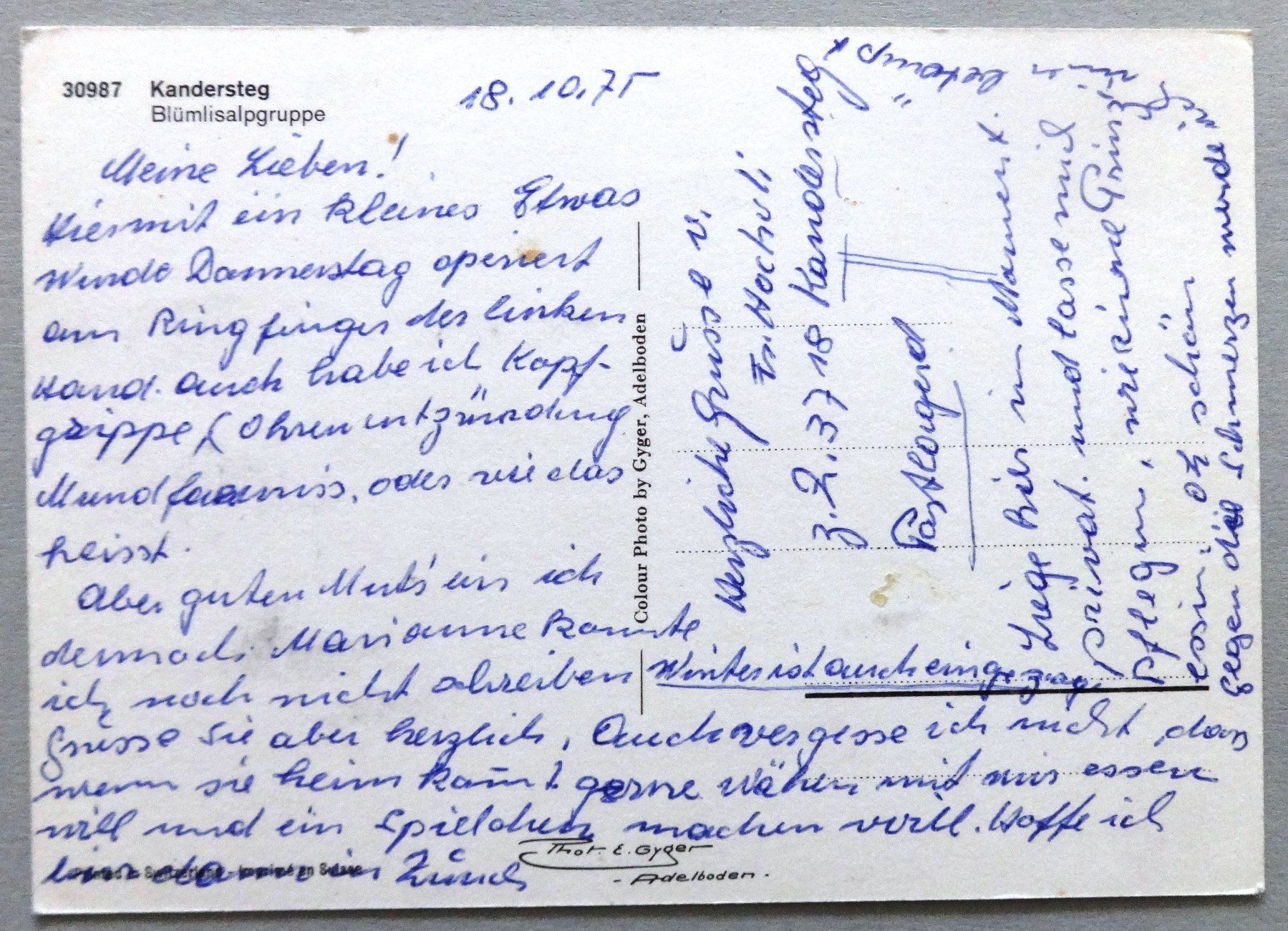 Cartoline postali: Kandersteg, Blümlisalpgruppe – Usato da Fétigny venduto da Billy2miny 1