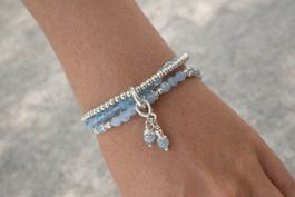 3 Faches Aquamarin Armband
