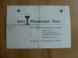 Basel, Hotel Münchnerhof, Wwe. Däschle Rechnung 1949