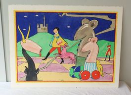 Martin Bradley 1931-2023 Litho Schachfiguren aus Muranoglas