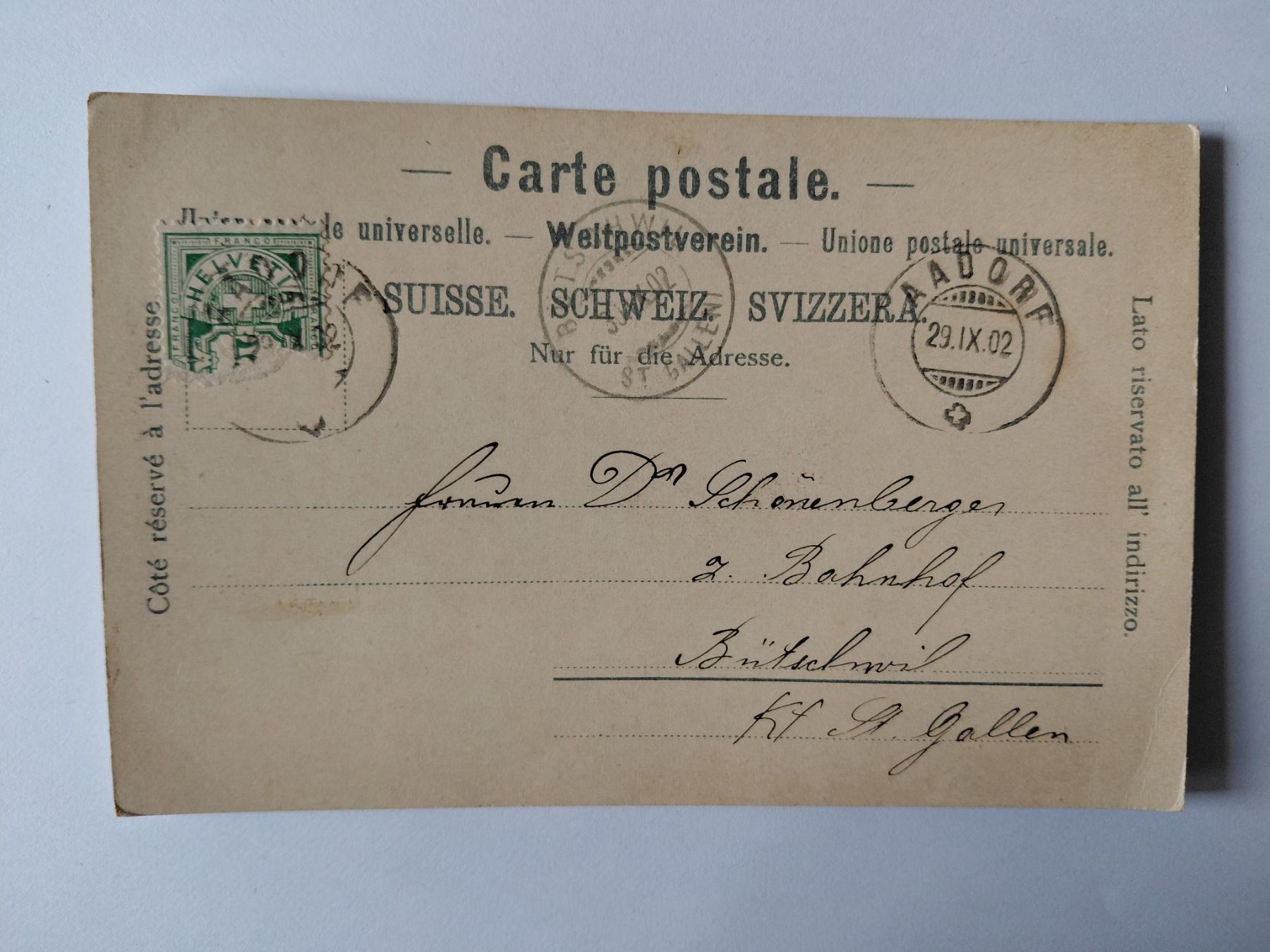 Cartoline postali: Antike Ansichtskarte von Aadorf, 1902! – Usato da Wattwil venduto da yburgler 1