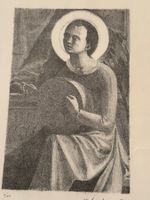 Originale Lithographie Walter Sommer, Engelgoldw, 1953 Top!