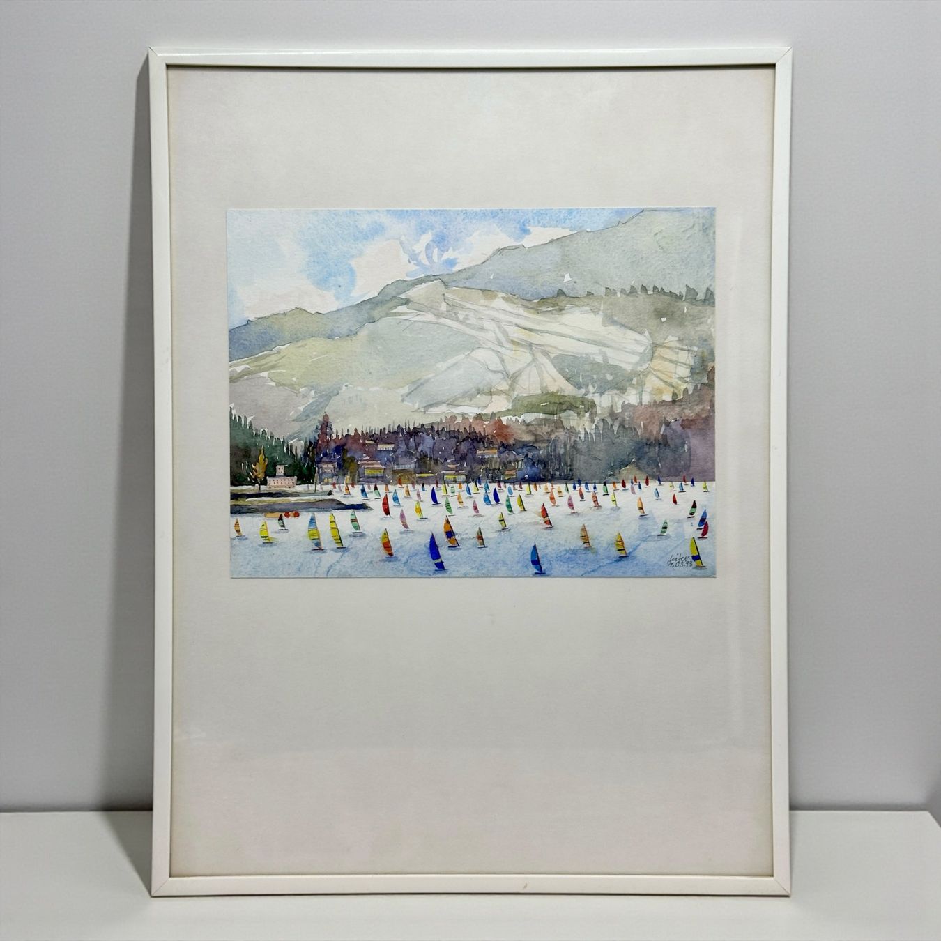 Gemälde: Aquarelle sur papier "Régate sur le Léman" Signée – Gebraucht aus Morges von vintix