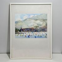 Aquarelle sur papier "Régate sur le Léman" Signée