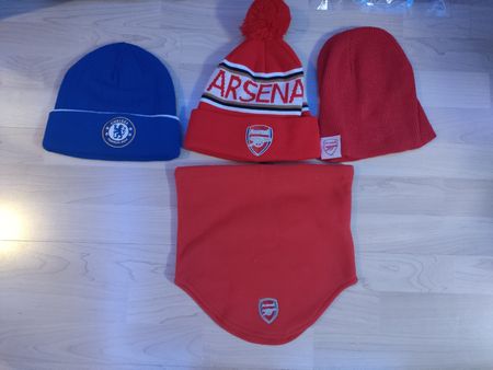 4 Fussball Fanartikel Kappen+Schal Arsenal+Chelsea
