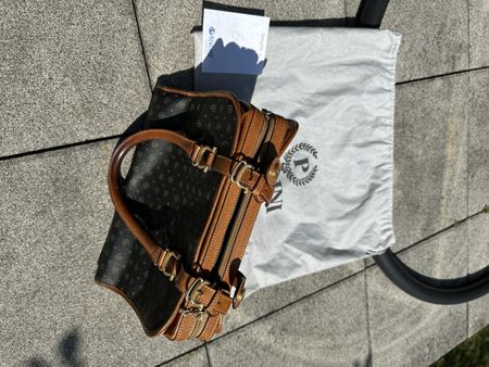 Pollini heritage handbag black & brown leather