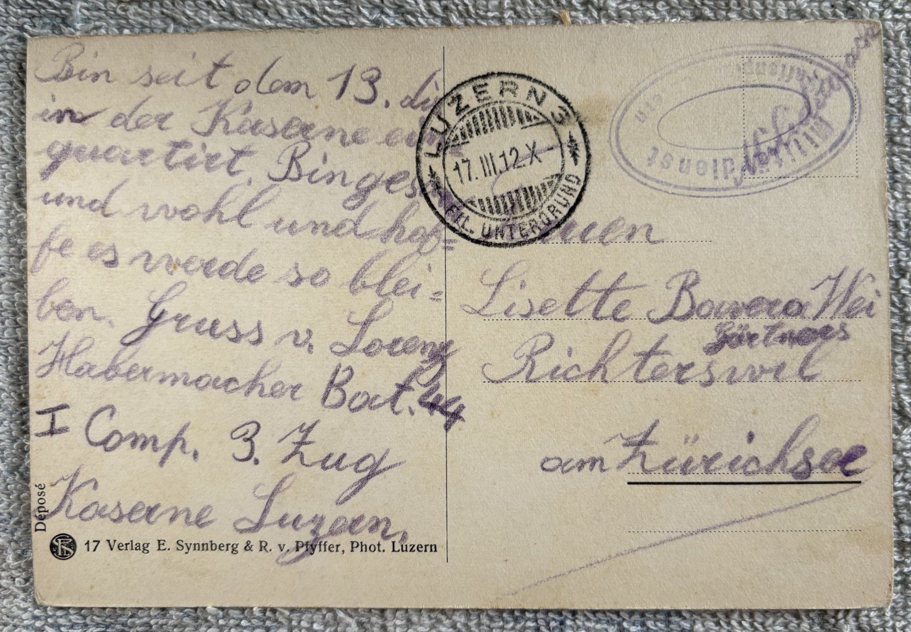 Ansichtskarten: SCHWEIZER ARMEE GEFECHTSCHIESSEN IM FELDE 1912 – Gebraucht aus Ostermundigen von wini63 1
