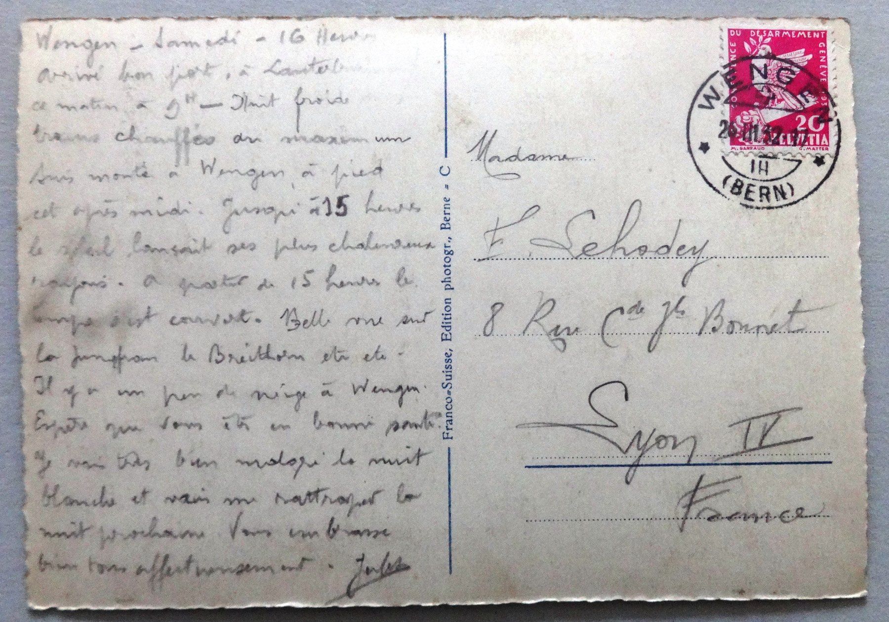 Cartoline postali: Eiger, Mönch, Jungfrau von der Wengernalp aus – Usato da Fétigny venduto da Billy2miny 1