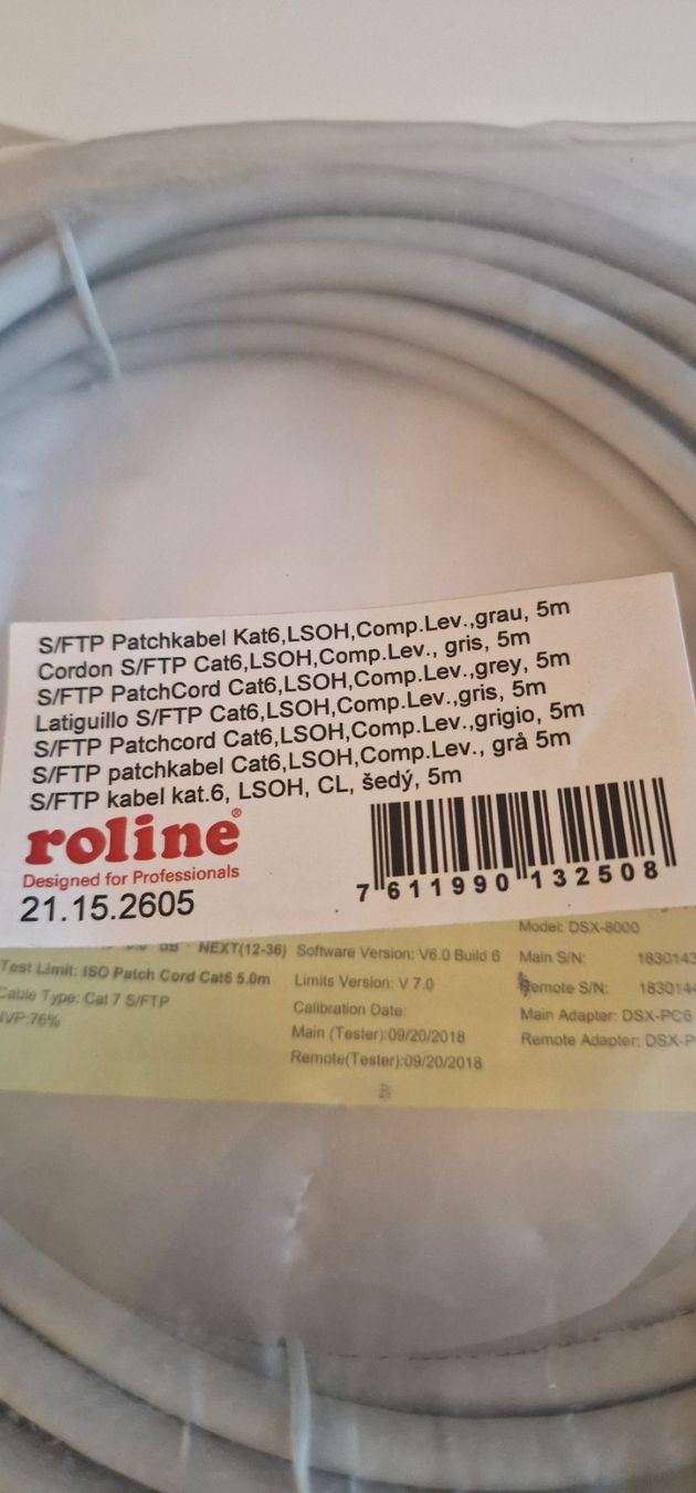 Câbles: Roline S/FTP Patchkabel Kat.6, 5m grau LSOH – Neuf avec emballage d'origine à Ziefen par Ringwraith
