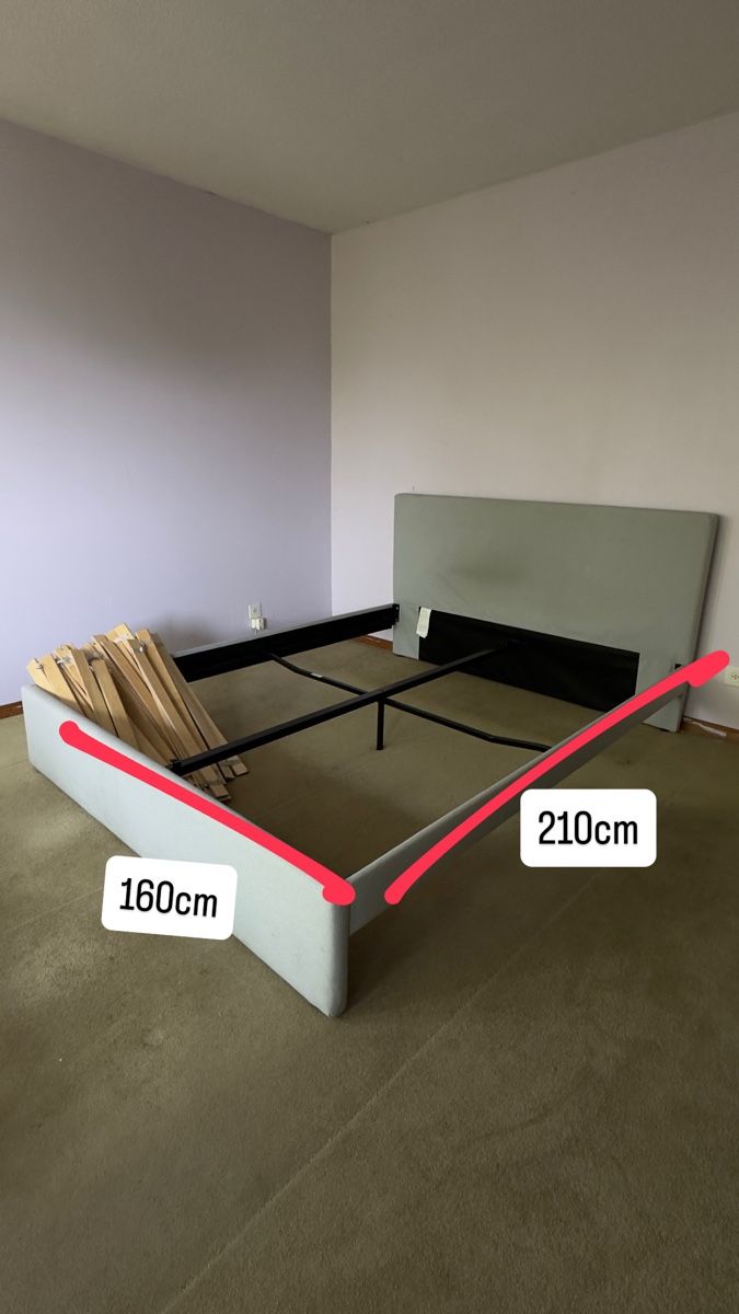 Betten: Bed frame with headboard, light grey, used – Gebraucht aus Uetikon am See von jur_lqy9 1