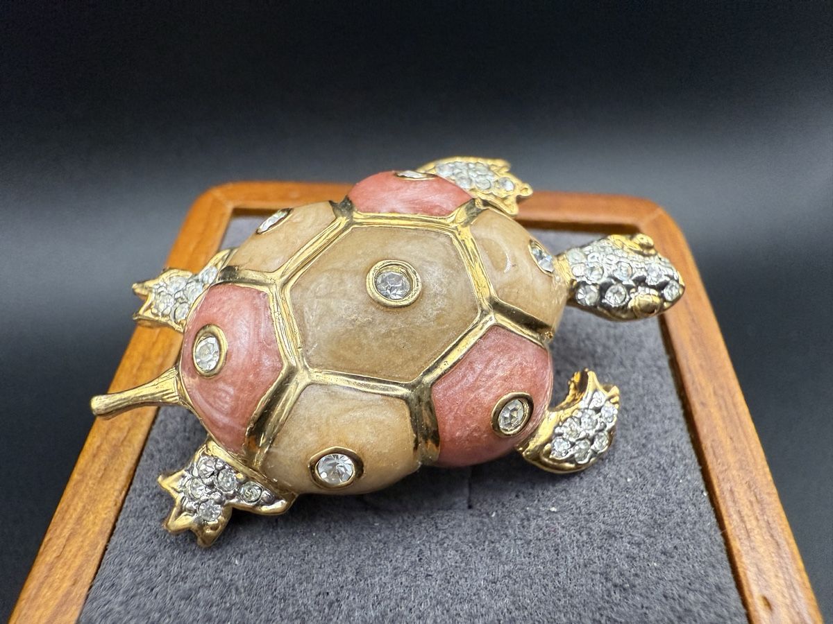 Spille & Fermagli: Vintage Schildkröten-Brosche mit Strasssteinen, Emailliert – Usato da Lamone venduto da LaCantinaMagica 4