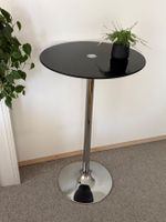 Runder Bartisch Glas schwarz silber 60/105 cm stilvoll