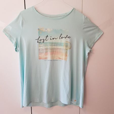 T-Shirt Mintfarbig mit Zitat, Meer, / XL / C&A