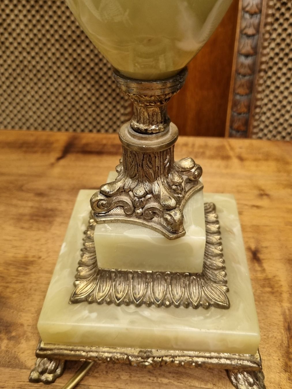 Lampen: Vintage Onyx Tischlampe Messing Barock mit Schirm – Gebraucht aus Scharnachtal von devin03 7
