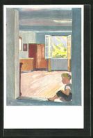 Albert Welti: ein Junge sitzt in der T