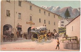 SIMPLON DORF Abfahrt der Postkutsche